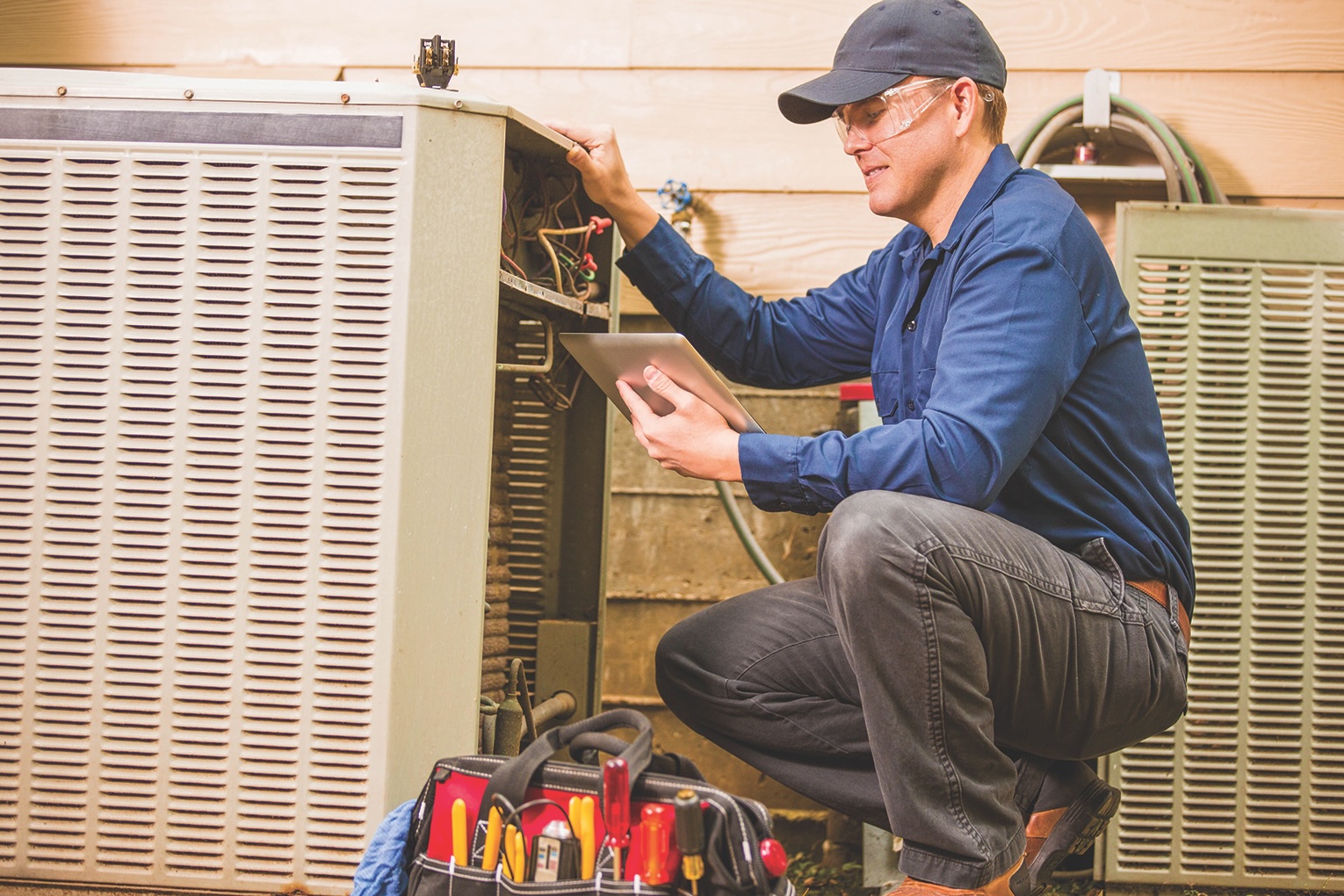 AC unit getting worked on